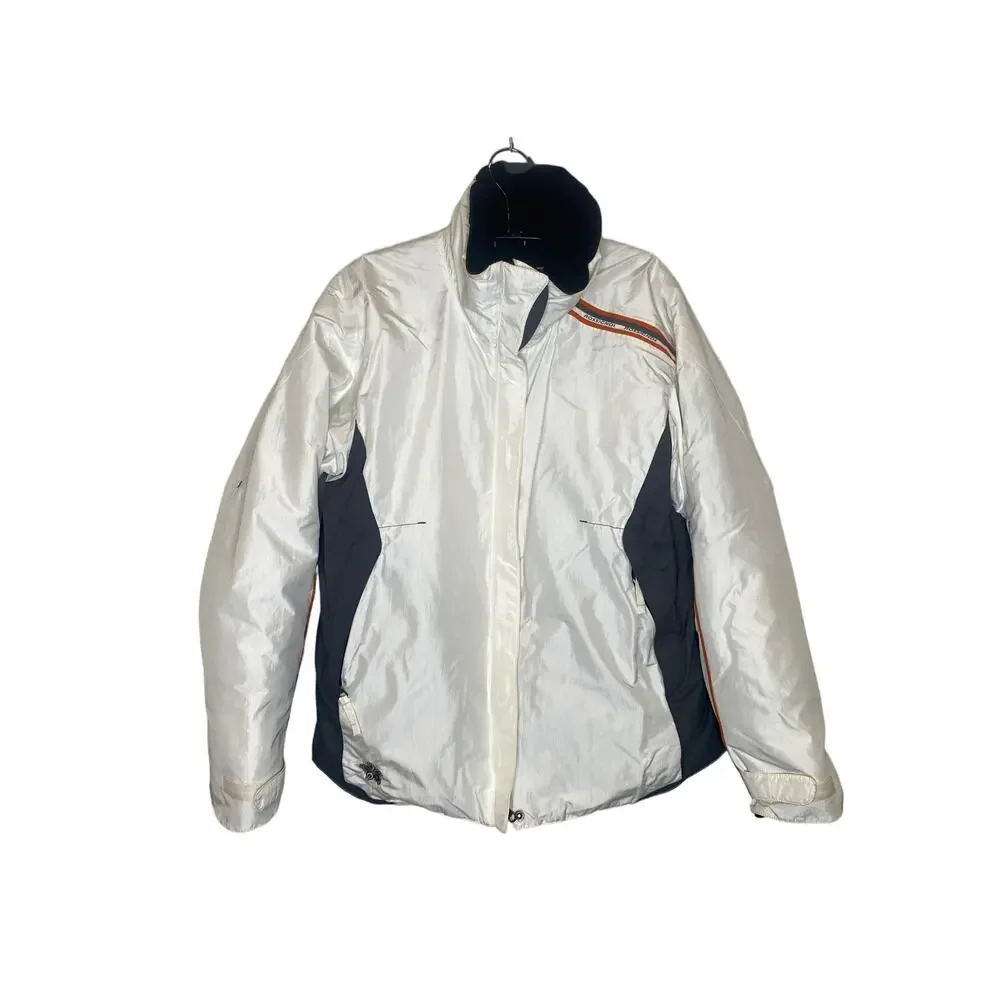 Rossignol Cream Gray Unisex Ski Jacket Sz Men’s Lg/Women’s XL Zipper Hood Warm